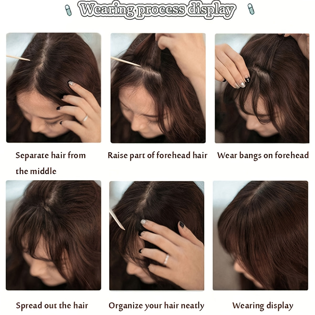 Chic Look| Elegant Brown & Blonde Clip-In Bangs Wig for Women - Fluffy Synthetic Hair with Natural Side Fringe, High-Temperature Resistant, Versatile Styling Options, Short Hair Wig
