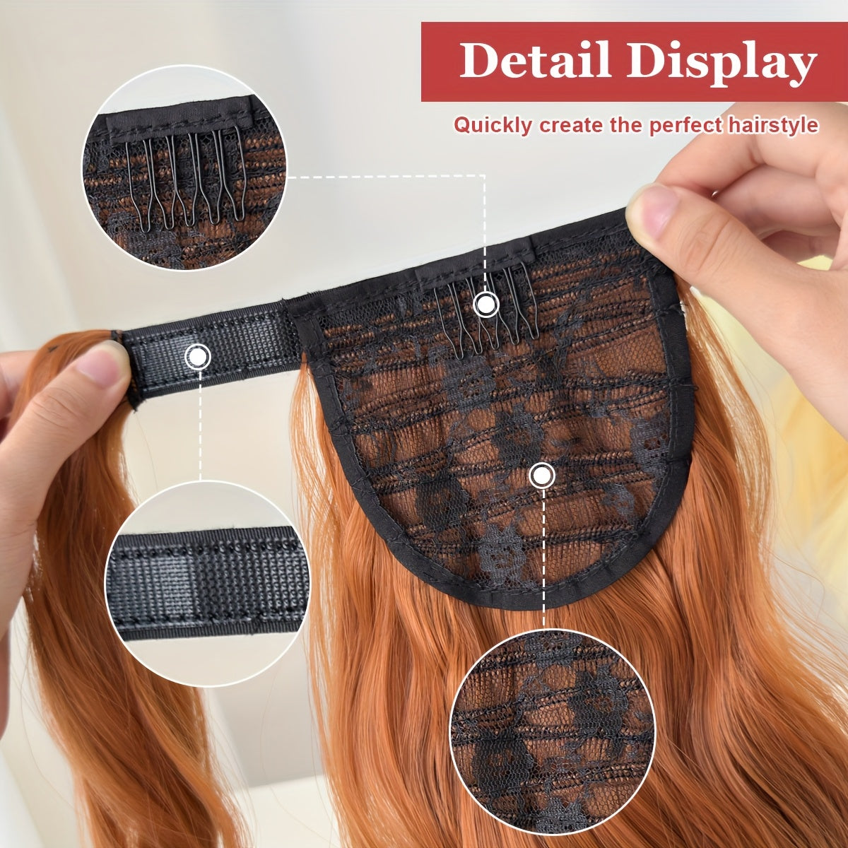 Clip Style Golden Ponytail Extension Wrap - Dark Brown Body Wave Synthetic Hair, 35.56 cm Heat-Resistant Hard Hairpiece for Women & Girls, Daily Use Ponytail Wrap for Volume & Texture, Ponytail Hair Extensions, Secure Clip Attachment