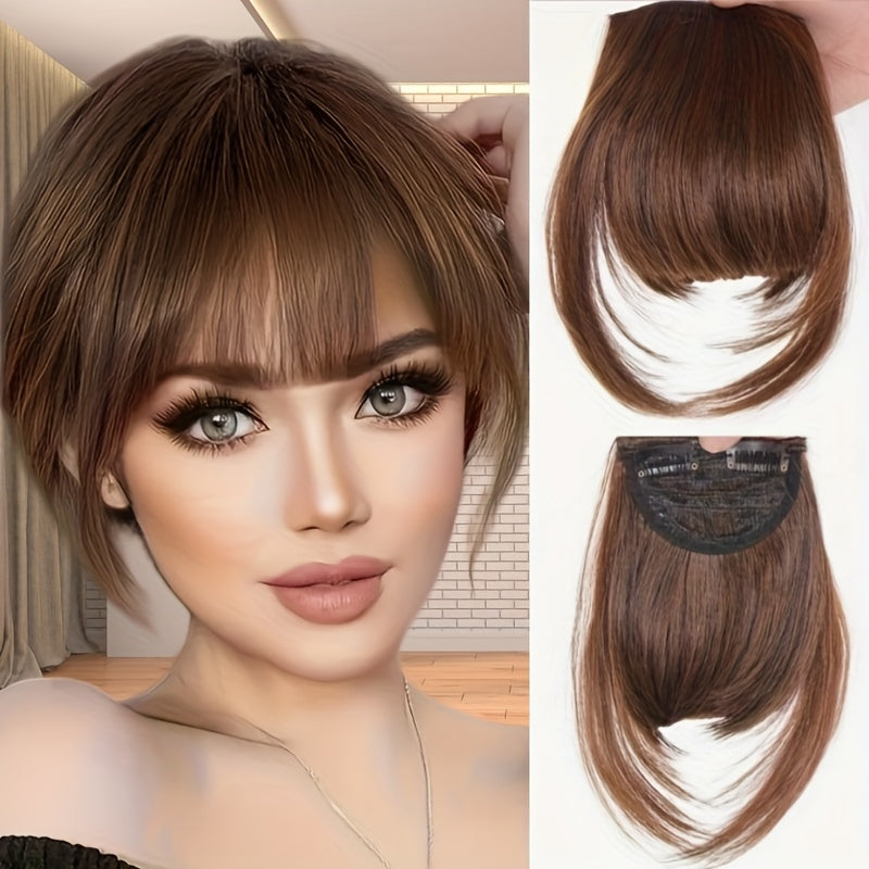 Goddess Clip-On Bangs Hair Extension for Women - Straight, Natural-Looking Fullness, Versatile for Daily Wear & Special Occasions, Easy to Style, Daily Hairpiece | Straight Hairpiece | Secure Clip-In