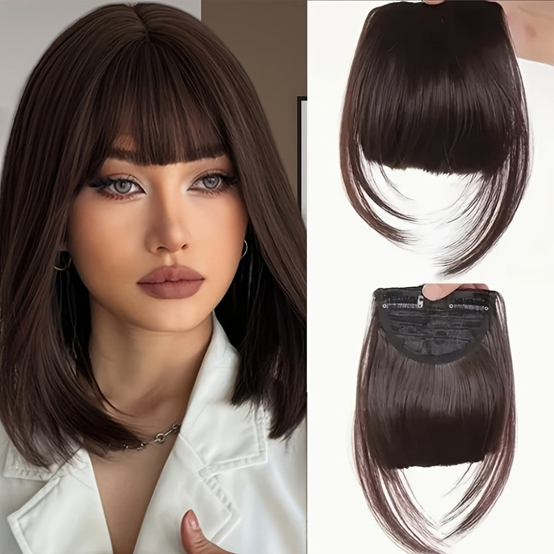 Goddess Clip-On Bangs Hair Extension for Women - Straight, Natural-Looking Fullness, Versatile for Daily Wear & Special Occasions, Easy to Style, Daily Hairpiece | Straight Hairpiece | Secure Clip-In