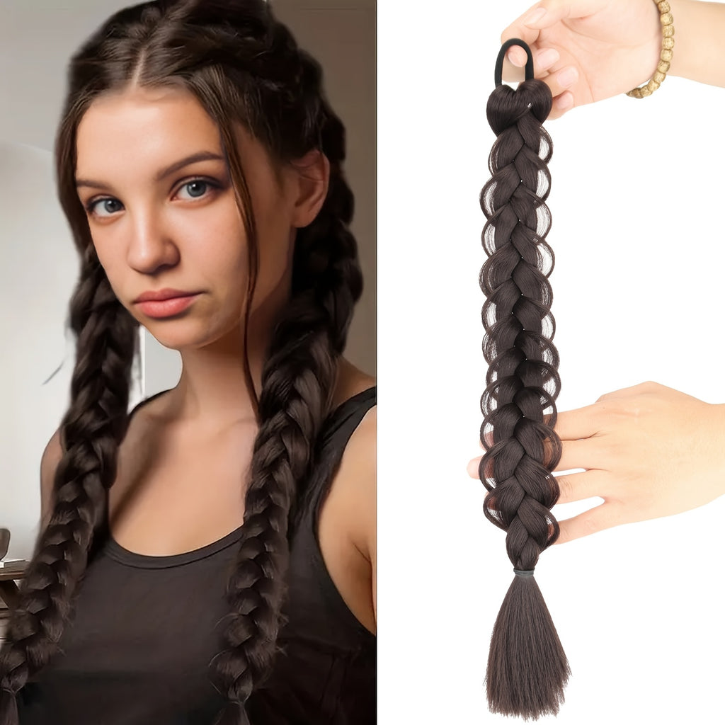 MERISIHAIR 40.64cm Braided Ponytail Hair Extension with Elastic Band - Synthetic Straight Hair for Women, Natural Look & Easy Maintenance, Perfect for Halloween, Parties, And Everyday Style, Ponytail Hair Extensions, Party Hairpiece, Secure Fit Hairpiece