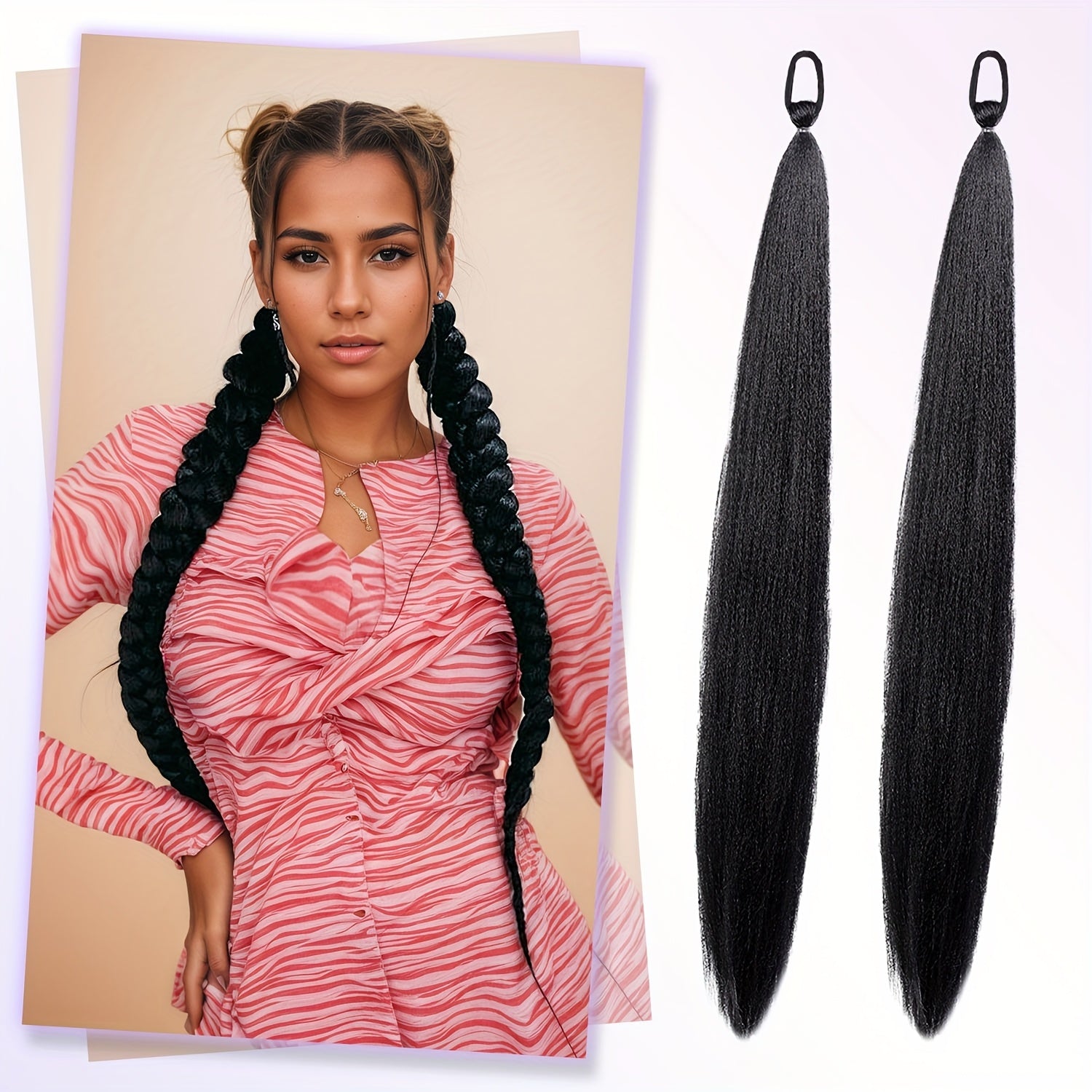 2 Pack Blue Gradient Synthetic Ponytail Extensions with Elastic Tie Band - Realistic Straight Hairpieces for Women & Girls, Cosplay, Dress Up, Hair Wigs, Hair Accessories, Stylish Hair Accessory, Secure Fit Hairpiece