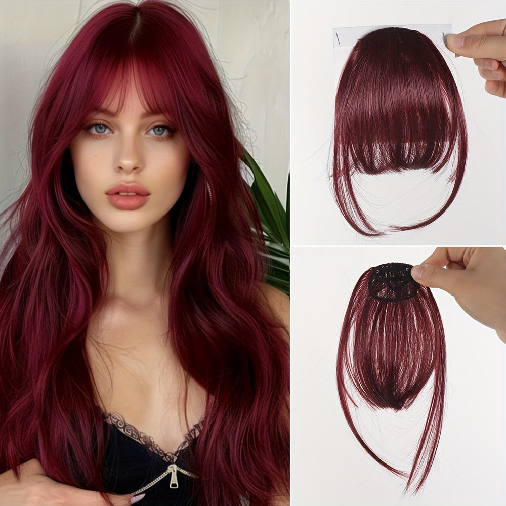 Women's Synthetic Straight Hair Clip-In Air Bangs – Light Invisible Hairpiece with One Clip, Heat Resistant Wig Accessory, Easy to Wear and Suitable for All - Basics Collection