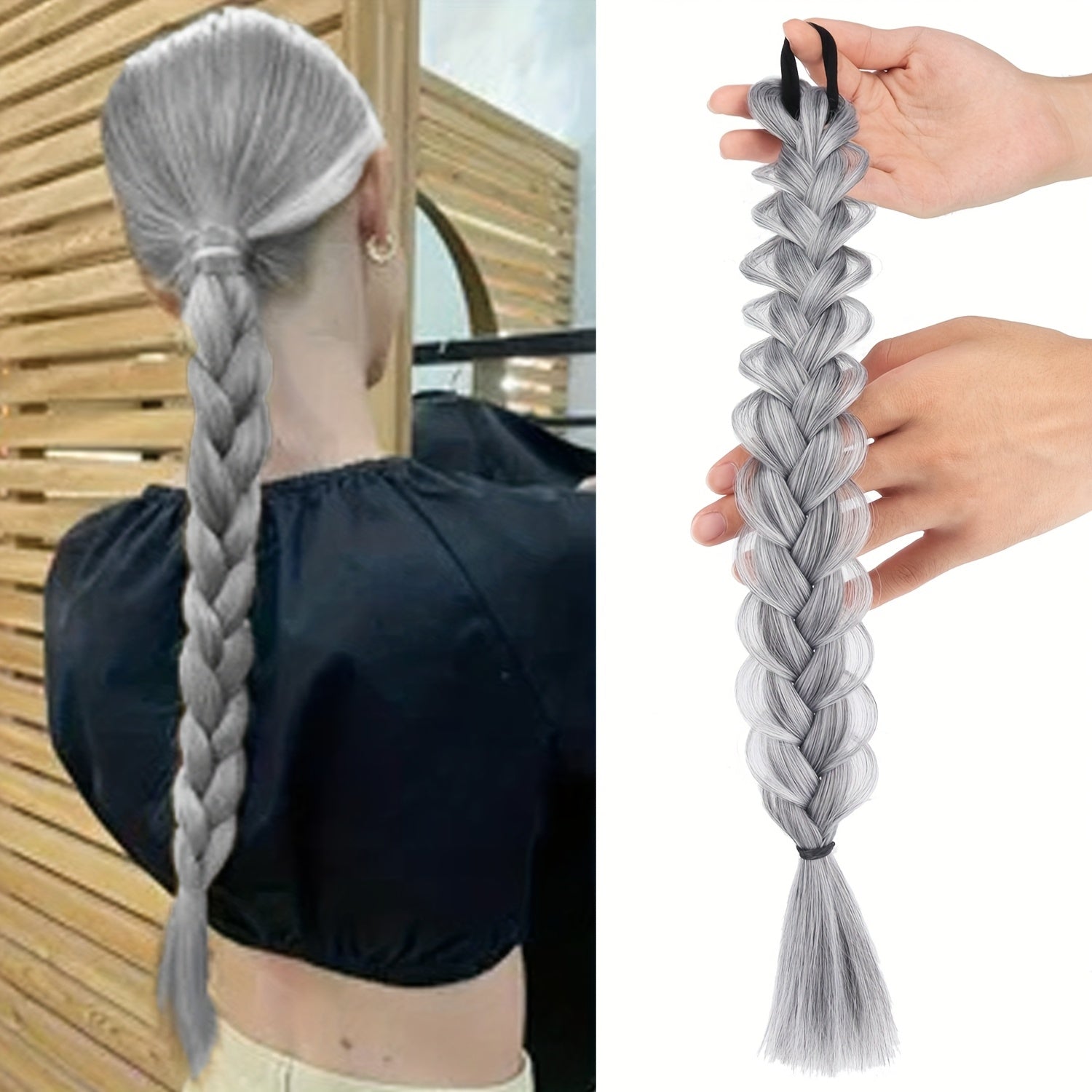 MERISIHAIR 40.64cm Braided Ponytail Hair Extension with Elastic Band - Synthetic Straight Hair for Women, Natural Look & Easy Maintenance, Perfect for Halloween, Parties, And Everyday Style, Ponytail Hair Extensions, Party Hairpiece, Secure Fit Hairpiece