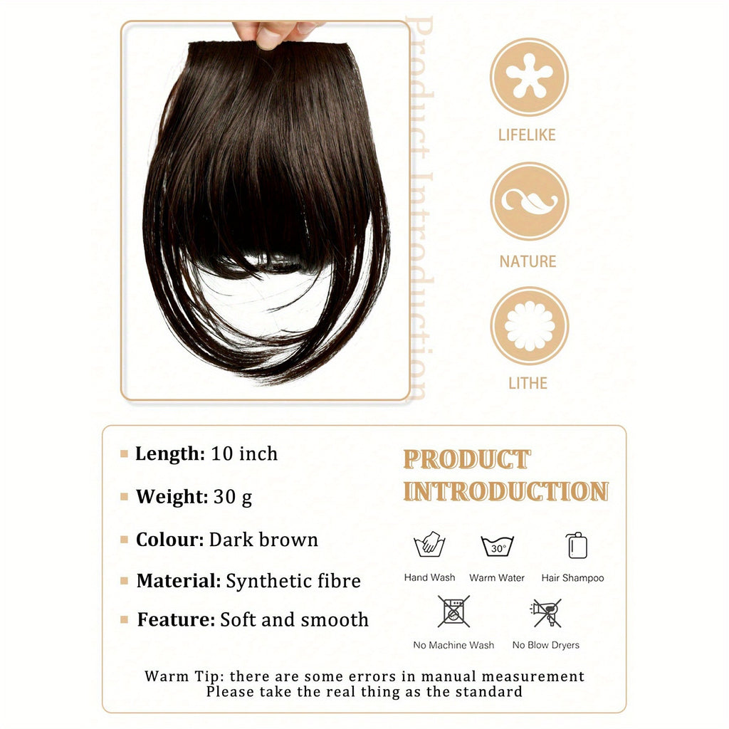 25.4 cm Clip-On Bangs Wig for Women - Natural Black Kinky Curly Hair Extensions with Adjustable Hair Clips, Easy-to-Apply Daily Use Hairpiece for Everyday & Special Occasions, Versatile Hairpiece, Sleek Hairpiece, Secure Fit Hairpiece