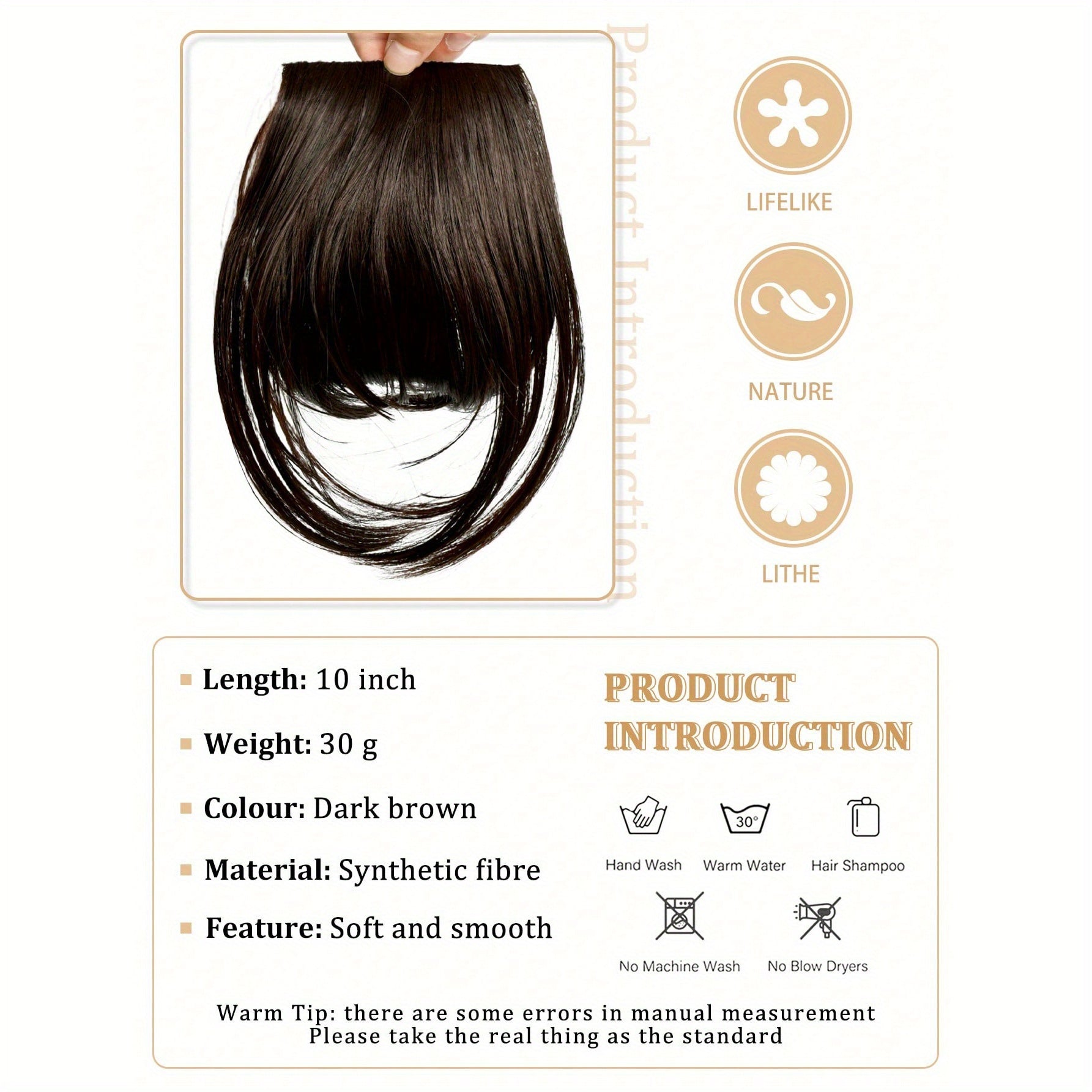 25.4 cm Clip-On Bangs Wig for Women - Natural Black Kinky Curly Hair Extensions with Adjustable Hair Clips, Easy-to-Apply Daily Use Hairpiece for Everyday & Special Occasions, Versatile Hairpiece, Sleek Hairpiece, Secure Fit Hairpiece