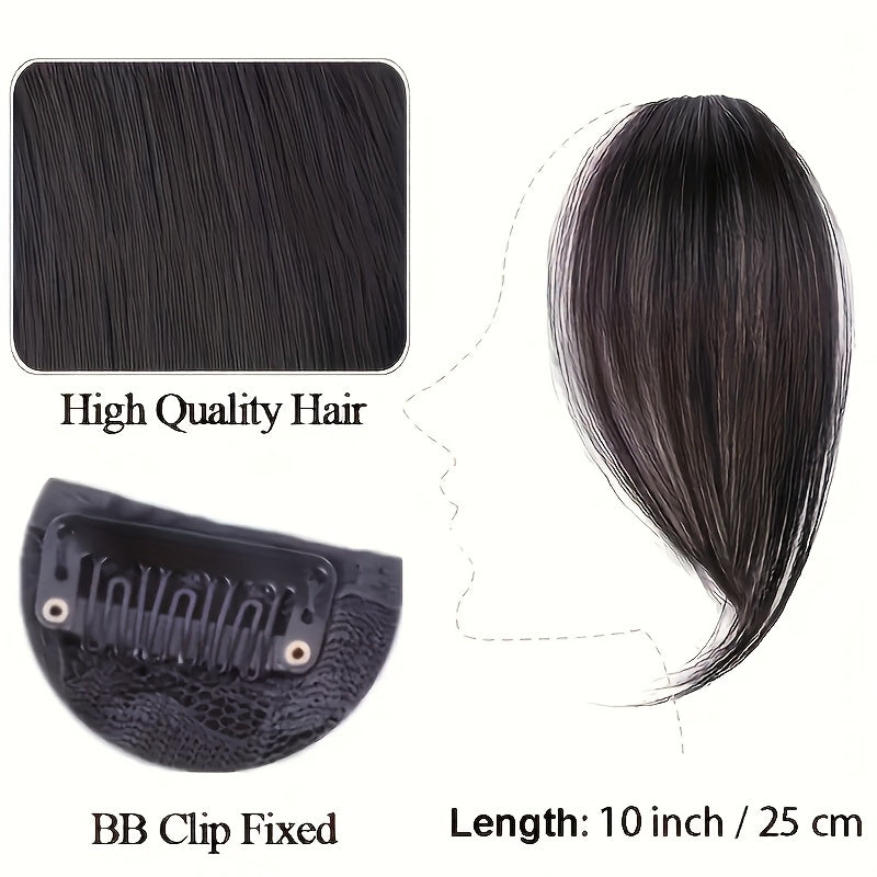 2pcs Elegant Clip-In Bangs for Women - Middle & Side Parted, High-Temperature Fiber, Straight Hairstyling, Suitable for All Hair Types, Easy to Attach &, Hair Accessory | Side Part Hairpiece | High-Temperature Fiber Hair