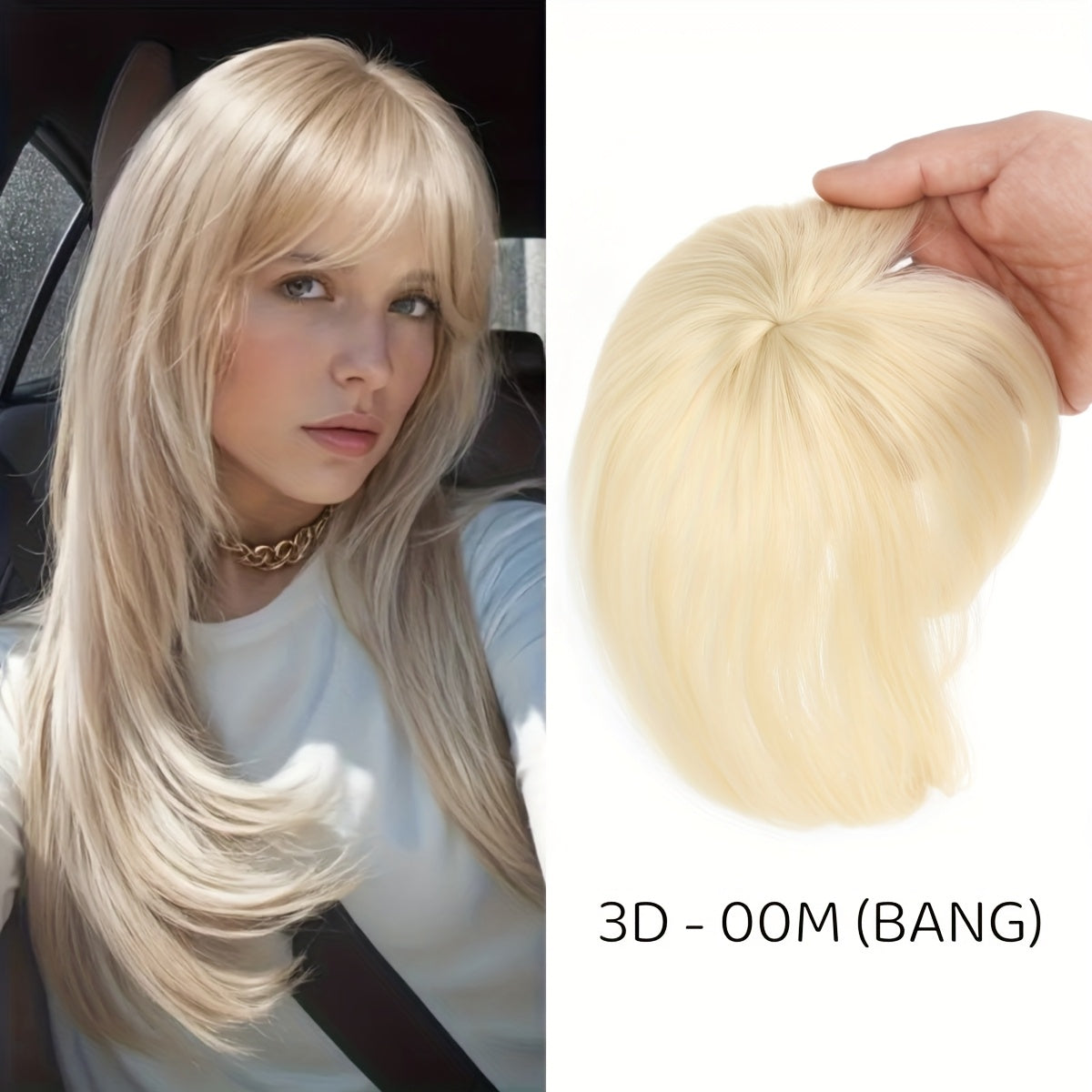 3D Clip-In Bangs Hair Extensions for Women - Straight Hair Topper for Thinning Hair & Hair Loss - Natural Look, Easy Application, Versatile Styling Options, Secure Clips for Asian Women, Natural Appearance