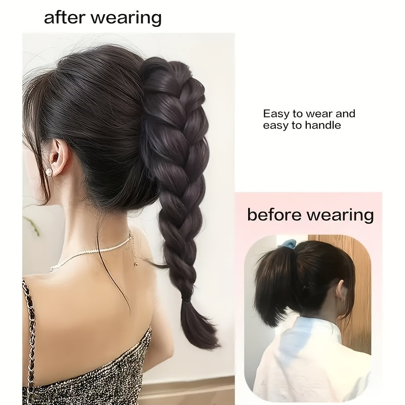 14 Inch High-Temperature Fiber Braided Ponytail Extensions - Straight Hair, Versatile Styling for All Hairstyles, Durable & Heat-Resistant, Sleek & Natural Look for Women, Hair Accessories