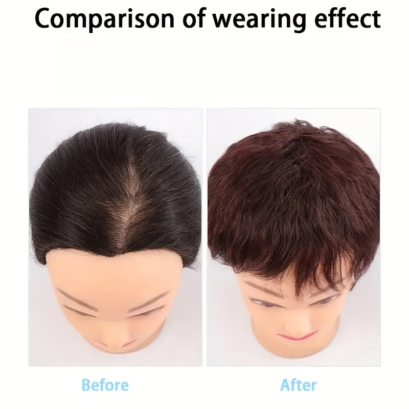 Curly Wave Clip-In Hair Topper for Women - Corn Perm Style Synthetic Hairpiece with Bangs, Voluminous Loose Wave Hairpiece for Diverse Hairstyles, Elegant Brown Water Wave Design, Versatile Hair Accessory, Stylish Hairpiece, Natural Look Hairpiece