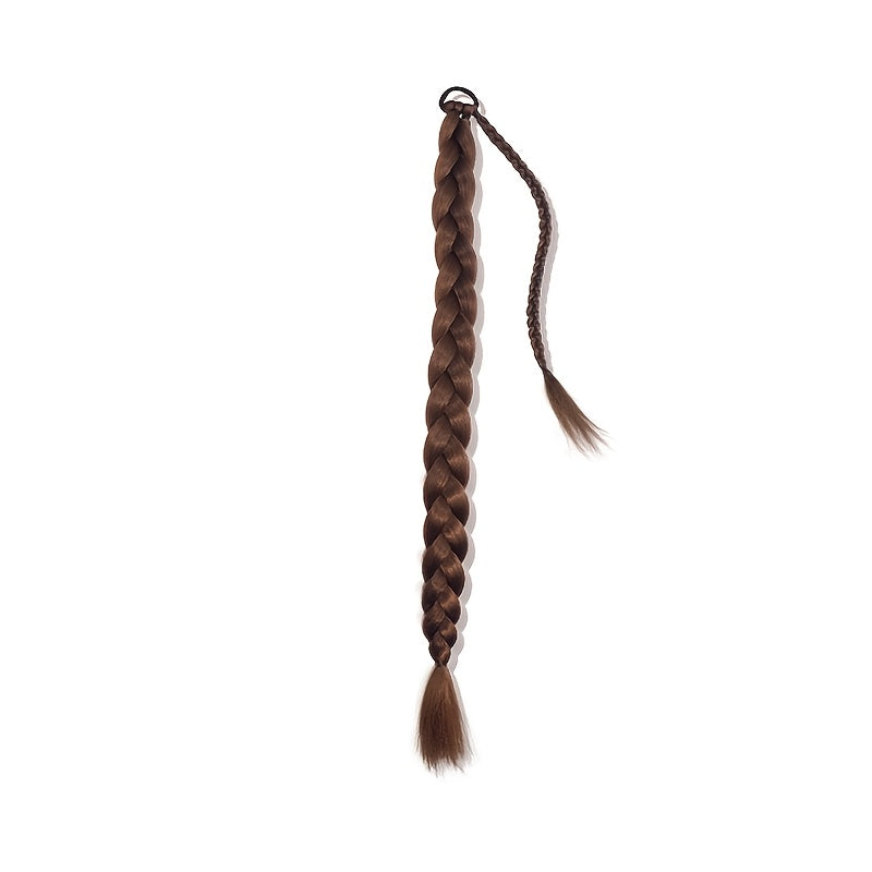 Women'S Synthetic Ponytail Extensions - Basics Style Straight Hair, Elastic Band Braids, Multiple Lengths (45.72/66.04/76.2 cm), Versatile for Christmas Wear
