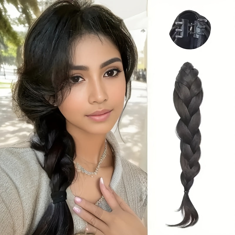 14 Inch High-Temperature Fiber Braided Ponytail Extensions - Straight Hair, Versatile Styling for All Hairstyles, Durable & Heat-Resistant, Sleek & Natural Look for Women, Hair Accessories