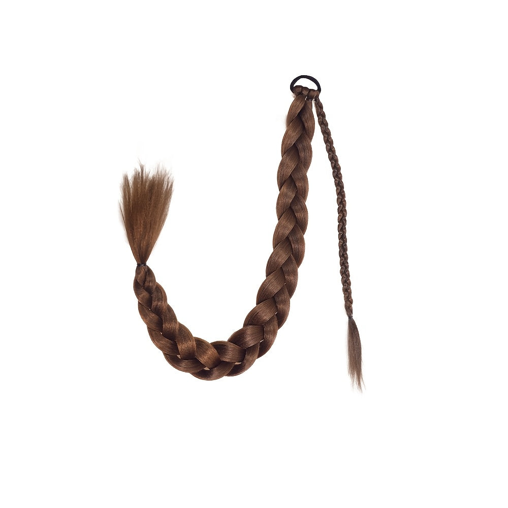 Women'S Synthetic Ponytail Extensions - Basics Style Straight Hair, Elastic Band Braids, Multiple Lengths (45.72/66.04/76.2 cm), Versatile for Christmas Wear