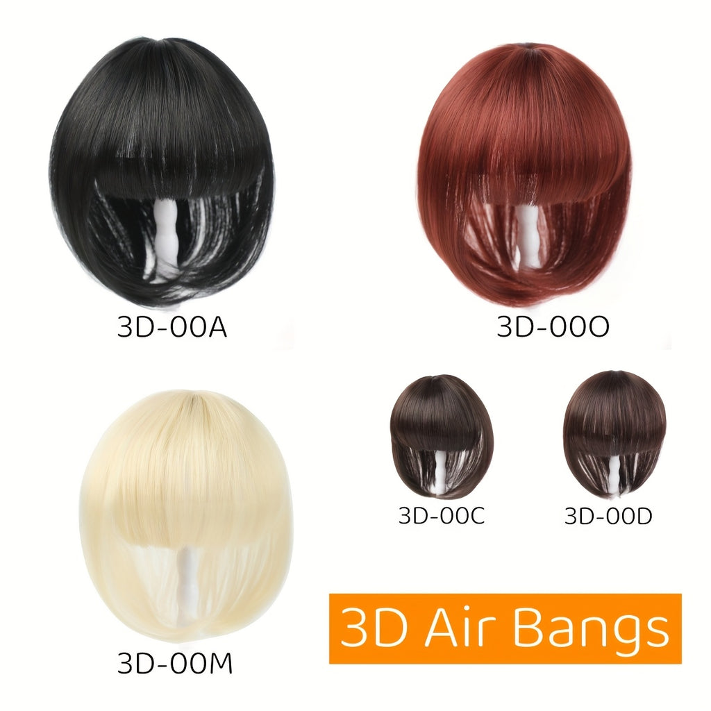 3D Clip-In Bangs Hair Extensions for Women - Straight Hair Topper for Thinning Hair & Hair Loss - Natural Look, Easy Application, Versatile Styling Options, Secure Clips for Asian Women, Natural Appearance