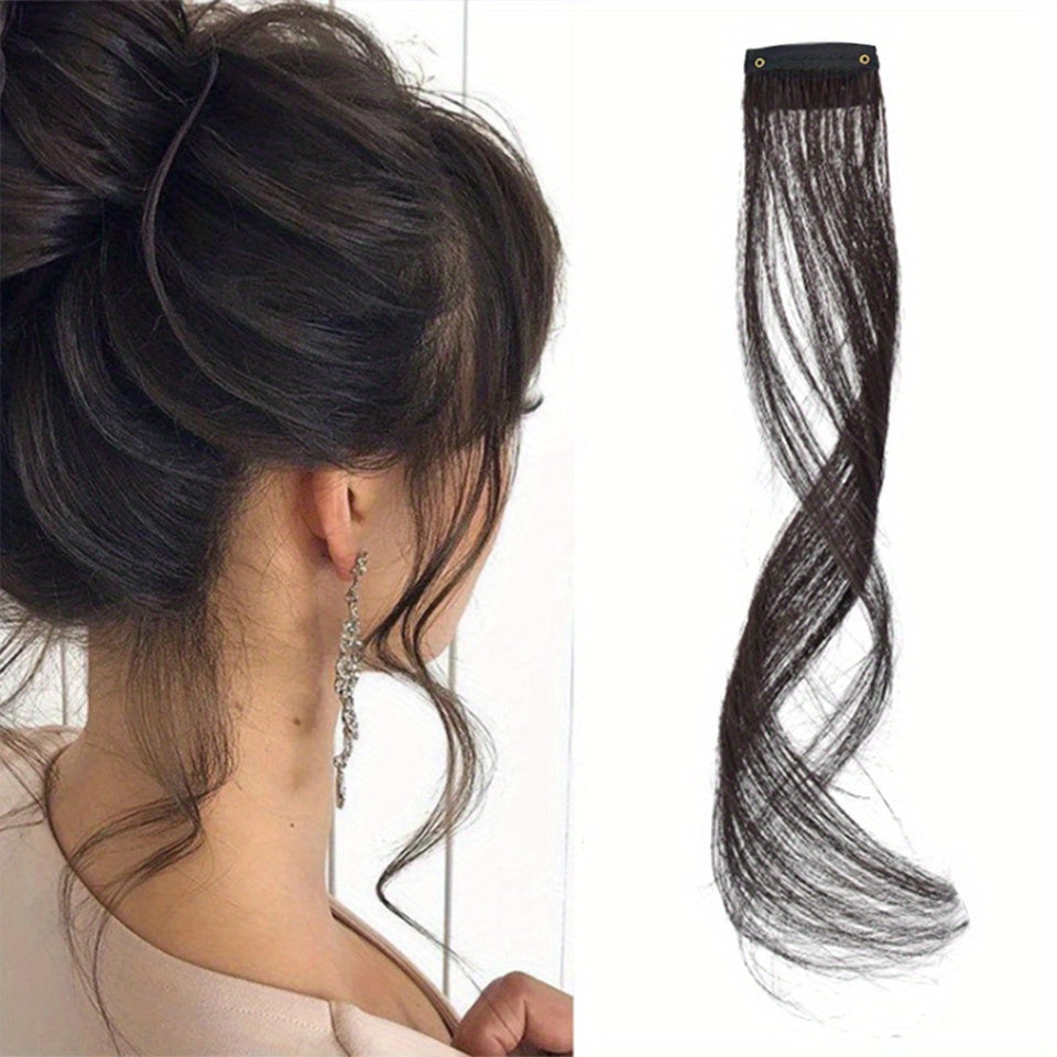 Elegant Clip-In Synthetic Bangs for Women - Natural Look Long Side Fringe Hair Extension, Elegant Style