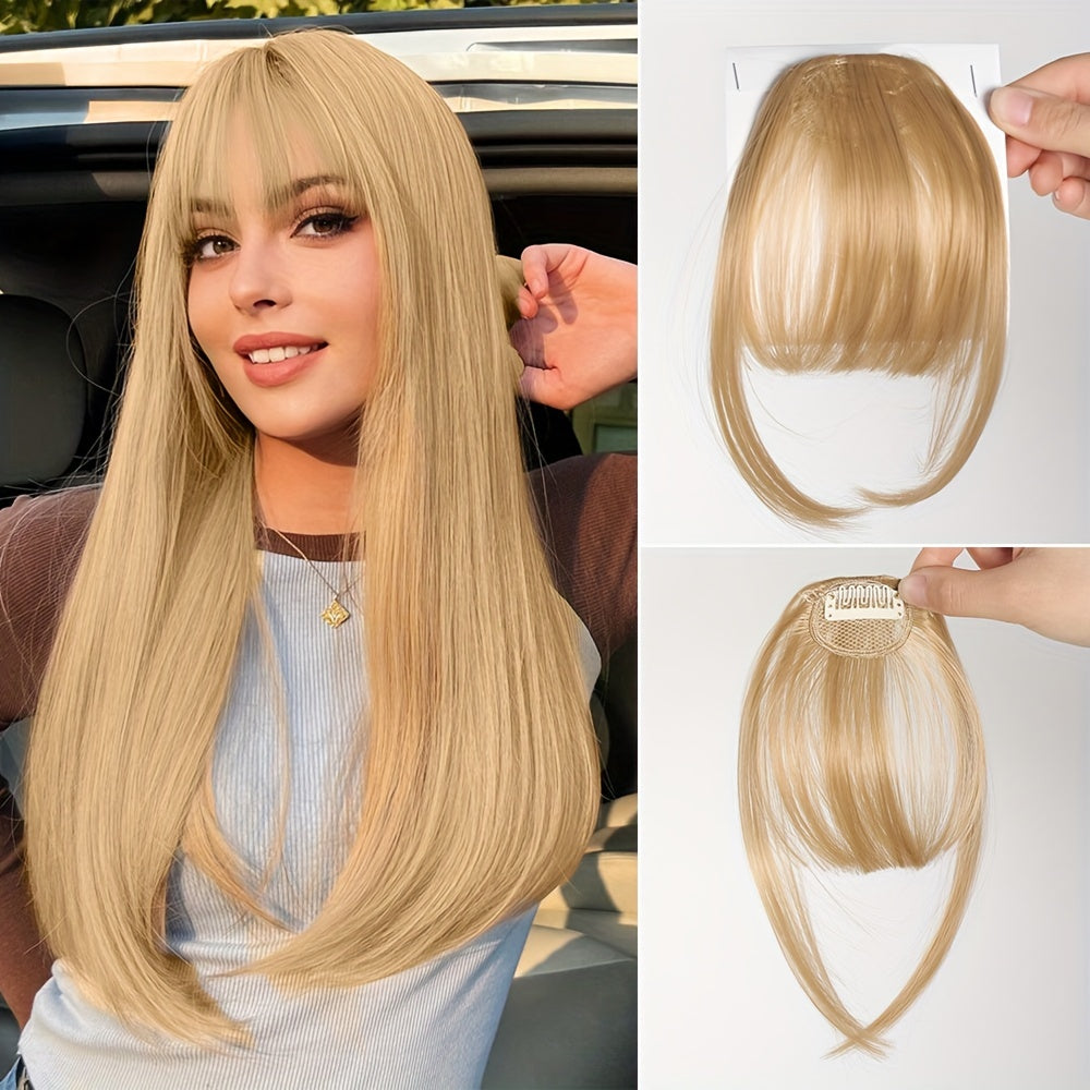 Women's Synthetic Straight Hair Clip-In Air Bangs – Light Invisible Hairpiece with One Clip, Heat Resistant Wig Accessory, Easy to Wear and Suitable for All - Basics Collection