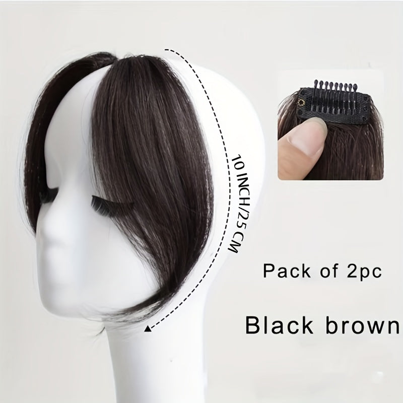 2pcs Invisible Clip-In Bangs Wig - Seamless Synthetic Hair Extensions for Volume, Natural Look, High-Temperature Fiber, Straight Hairpieces for Women, Versatile Styling Accessories, Hair Wig