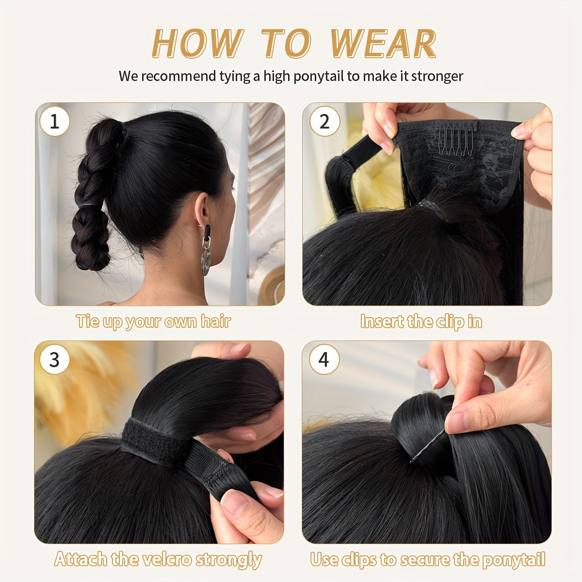 Clip Style Golden Ponytail Extension Wrap - Dark Brown Body Wave Synthetic Hair, 35.56 cm Heat-Resistant Hard Hairpiece for Women & Girls, Daily Use Ponytail Wrap for Volume & Texture, Ponytail Hair Extensions, Secure Clip Attachment