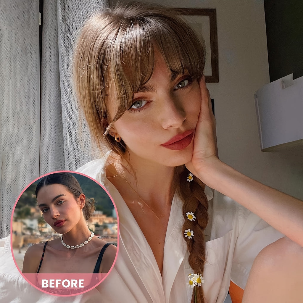 3D Clip-In Bangs Hair Extensions for Women - Straight Hair Topper for Thinning Hair & Hair Loss - Natural Look, Easy Application, Versatile Styling Options, Secure Clips for Asian Women, Natural Appearance