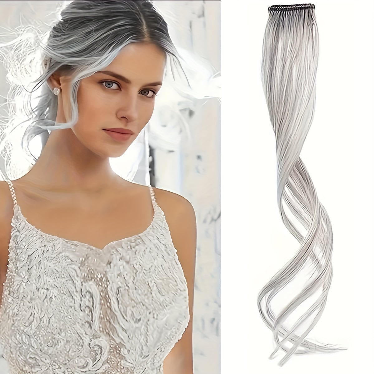 1pc Elegant Curly Wave Synthetic Side Bangs for Women, Clip-In Wavy Fringe Hairpiece, Long Hair Extensions Wig, DIY Styling Hair Accessory