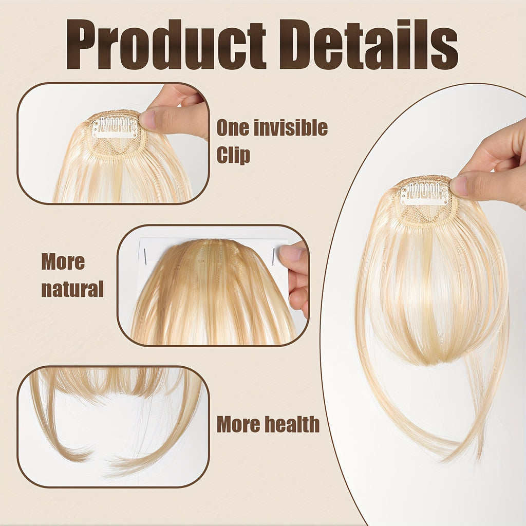 Women's Synthetic Straight Hair Clip-In Air Bangs – Light Invisible Hairpiece with One Clip, Heat Resistant Wig Accessory, Easy to Wear and Suitable for All - Basics Collection