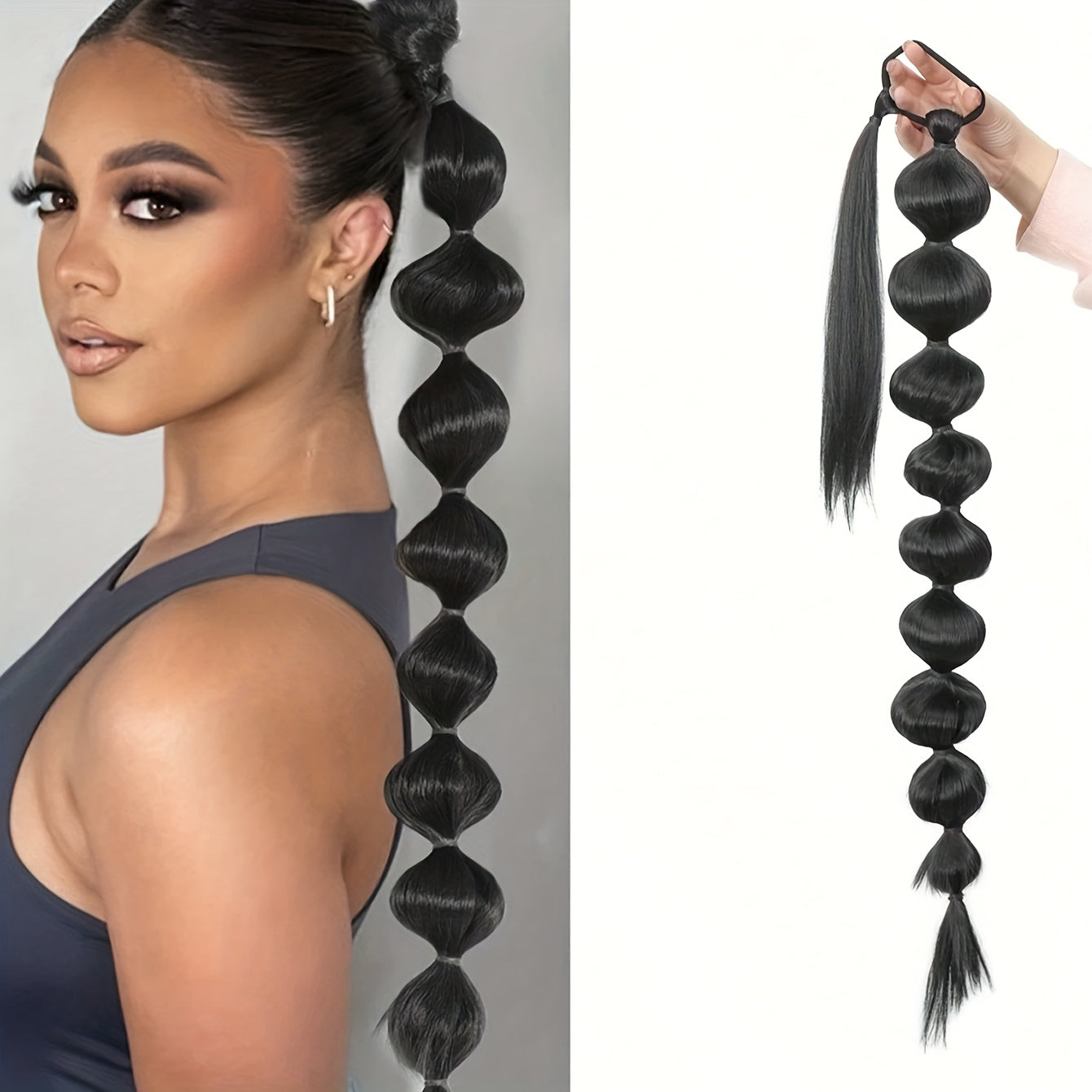 Maotou Braided Hair Extensions with Highlighted Bubble Braid and Lantern Braid