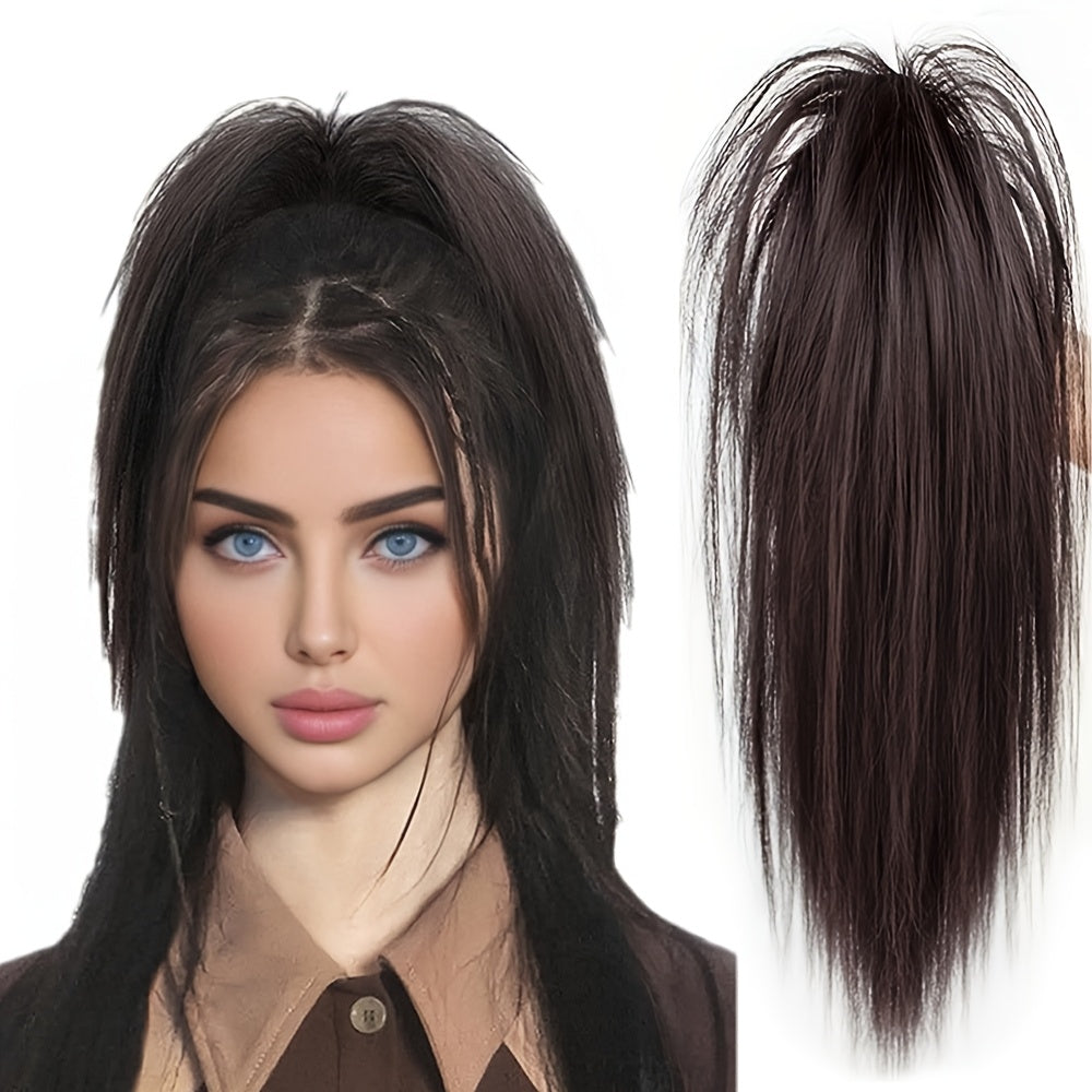 1pc Women'S Synthetic Claw Clip Ponytail Extension, Medium Long Straight Hair, Easy to Wear, Natural Look, Daily Use Hair Accessory