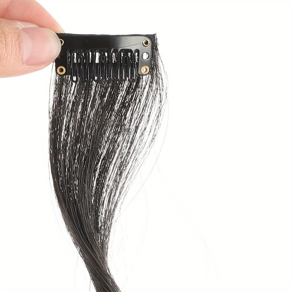 1pc Elegant Curly Wave Synthetic Side Bangs for Women, Clip-In Wavy Fringe Hairpiece, Long Hair Extensions Wig, DIY Styling Hair Accessory