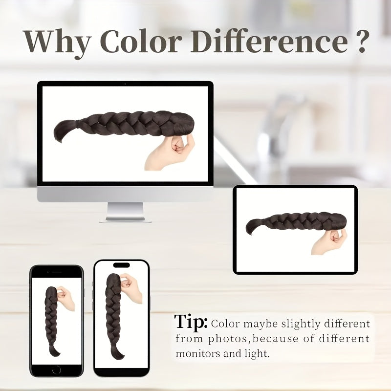 14 Inch High-Temperature Fiber Braided Ponytail Extensions - Straight Hair, Versatile Styling for All Hairstyles, Durable & Heat-Resistant, Sleek & Natural Look for Women, Hair Accessories