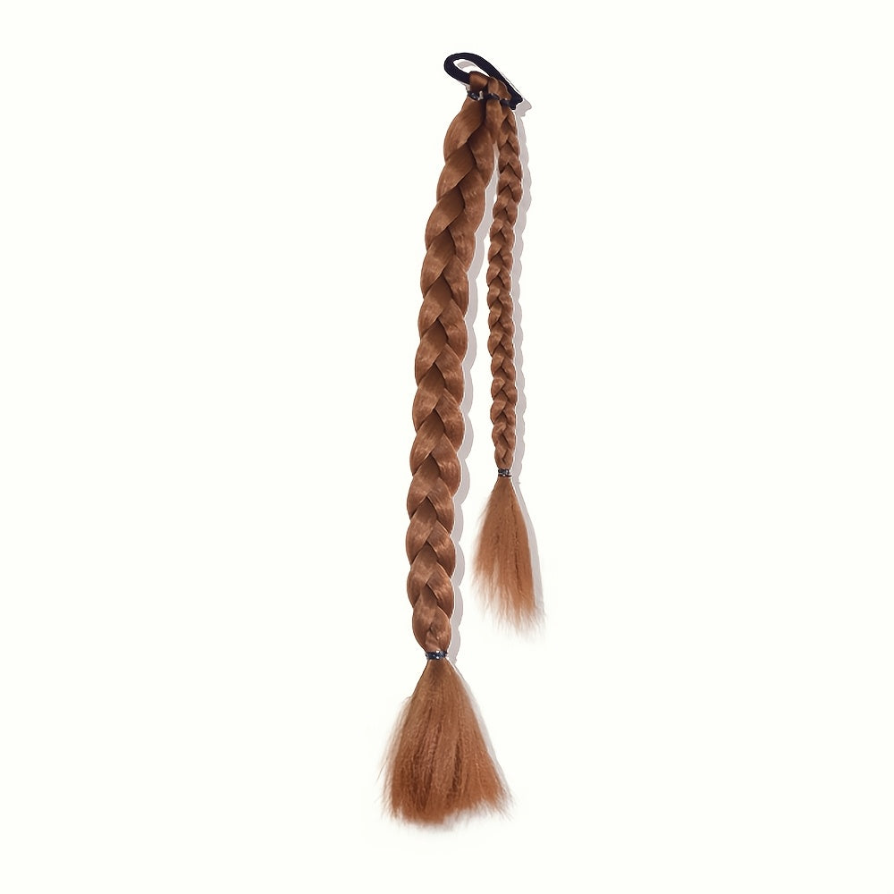 Women'S Synthetic Ponytail Extensions - Basics Style Straight Hair, Elastic Band Braids, Multiple Lengths (45.72/66.04/76.2 cm), Versatile for Christmas Wear